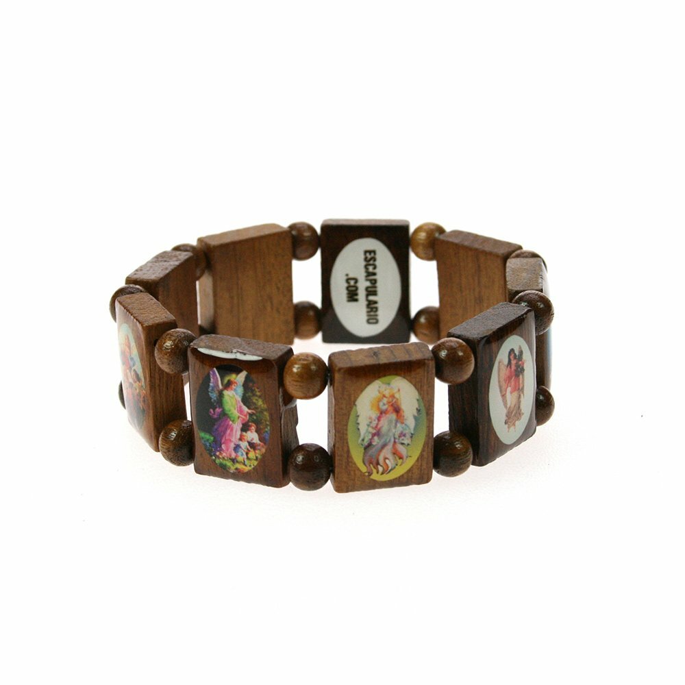 Original Escapulario Guardian Angel Wooden Bracelet Brown Size S/M