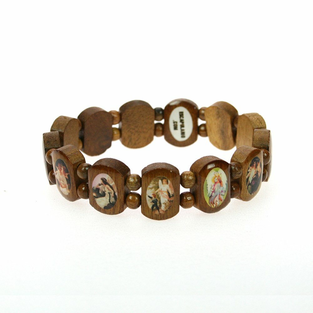 Schmales Escapulario Schutzengel Armband braun
