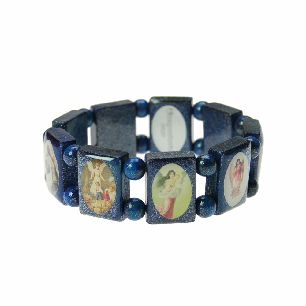 Original Escapulario Guardian Angel Wooden Bracelet Blue Size S/M