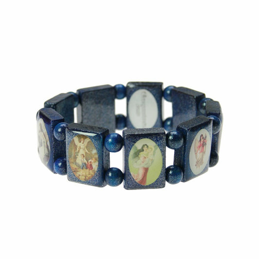 Original Escapulario Guardian Angel Wooden Bracelet Blue Size S/M