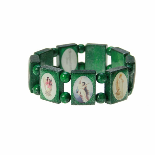 Original Escapulario Guardian Angel Wooden Bracelet Green Size S/M