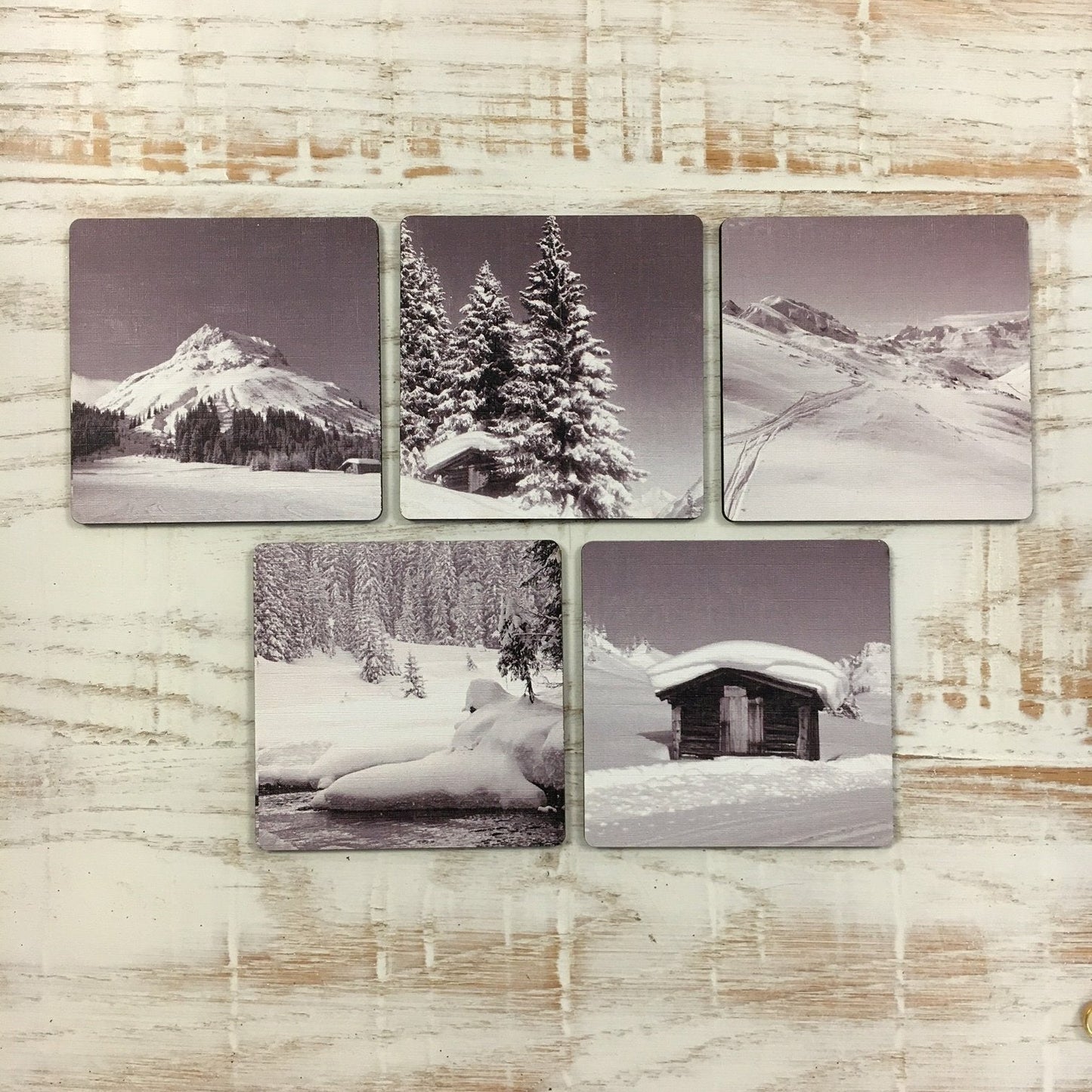 Coasters Set of 5 WINTER LANDSCAPE