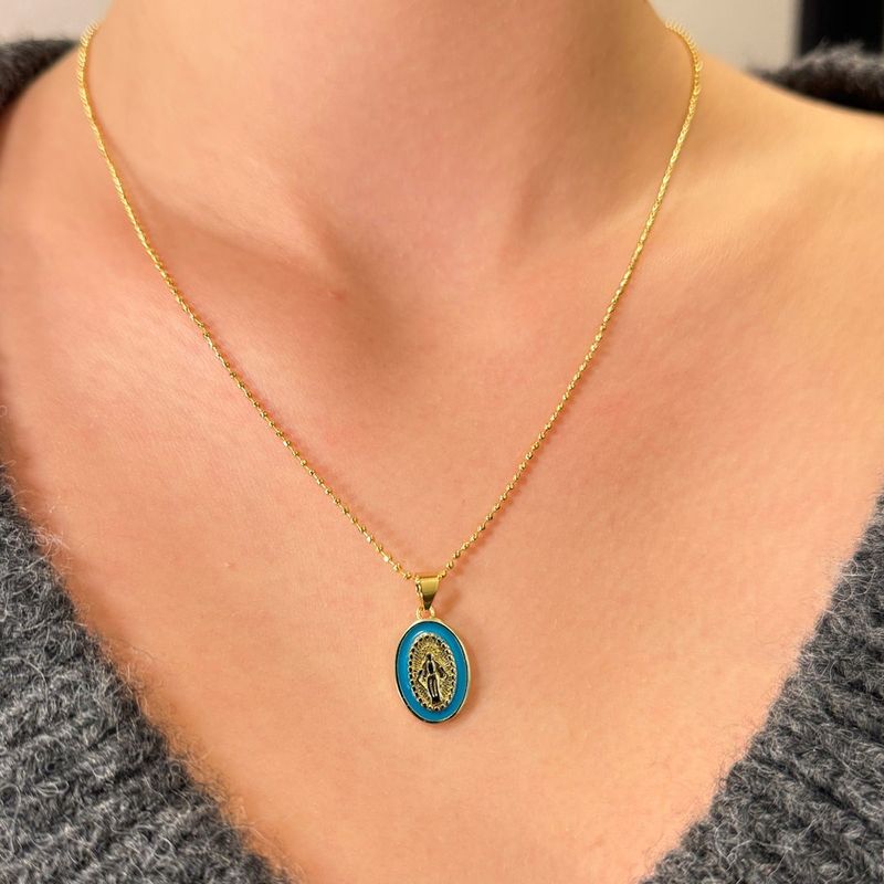 Goldkettchen mit Madonna Blau