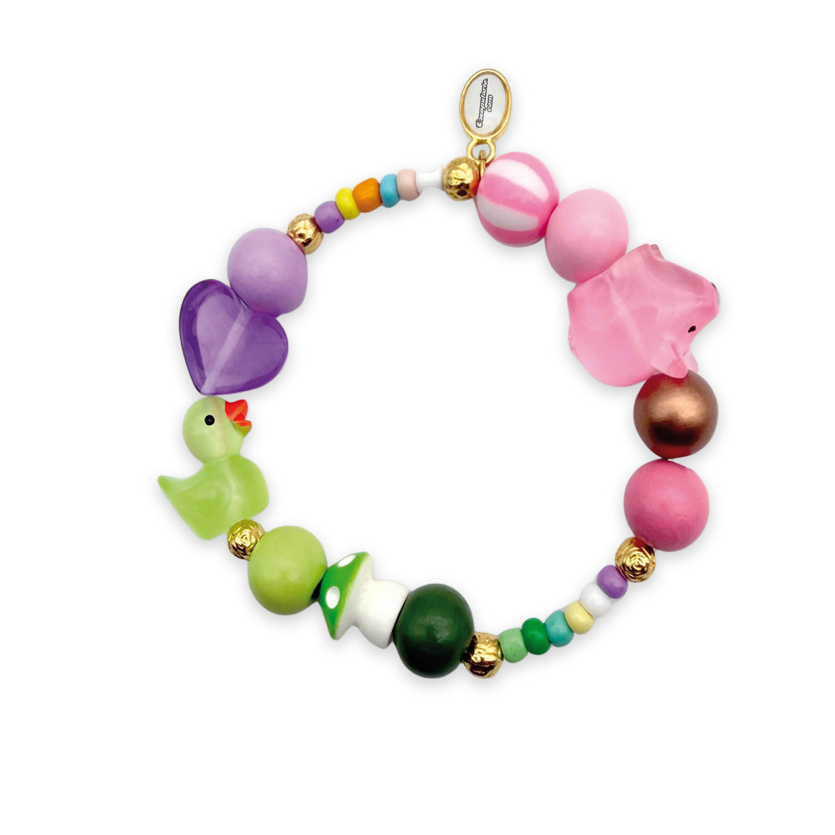 Armband Ente & Glücksschweinchen in Buntmix