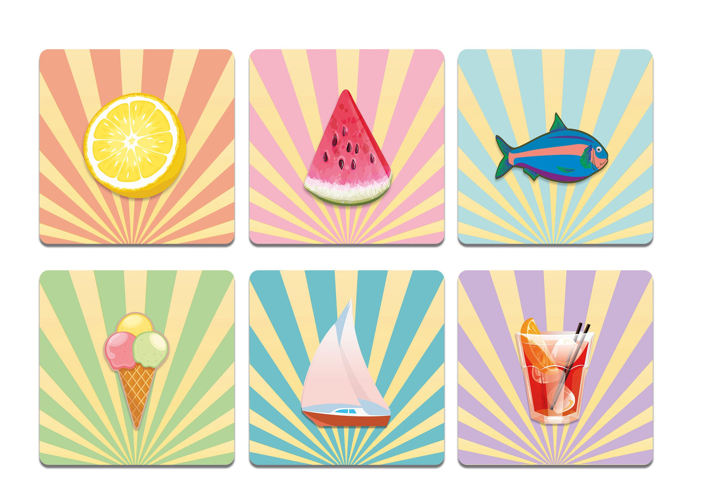 6er Coaster Set Beach