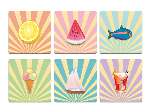 6er Coaster Set Beach
