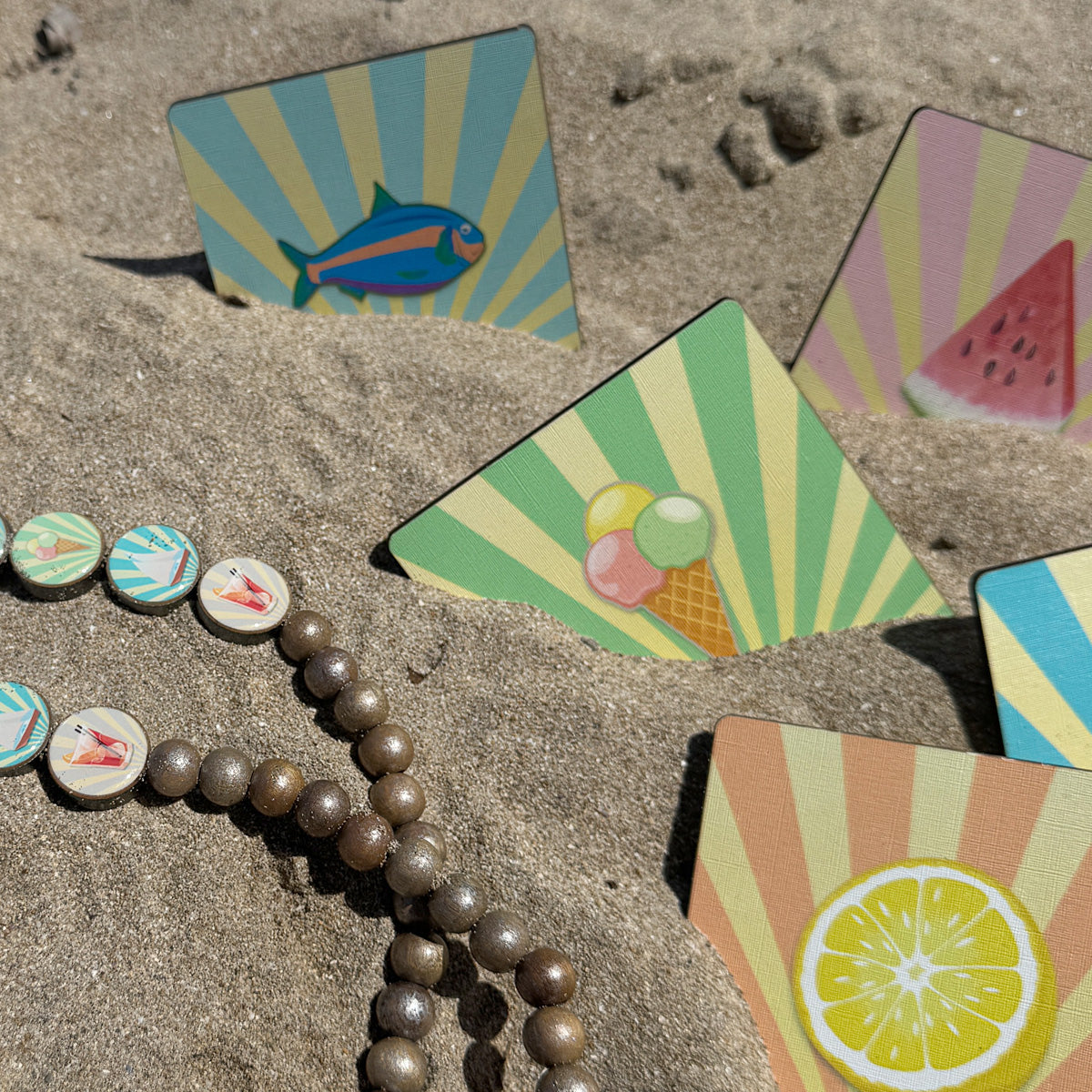 6-piece Coaster Set Beach