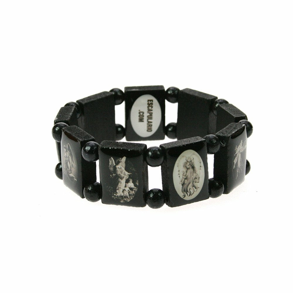 Escapulario-Schutzheiligen-Armband-Engel-Schwarz-Heiligenschmuck-Geschenk