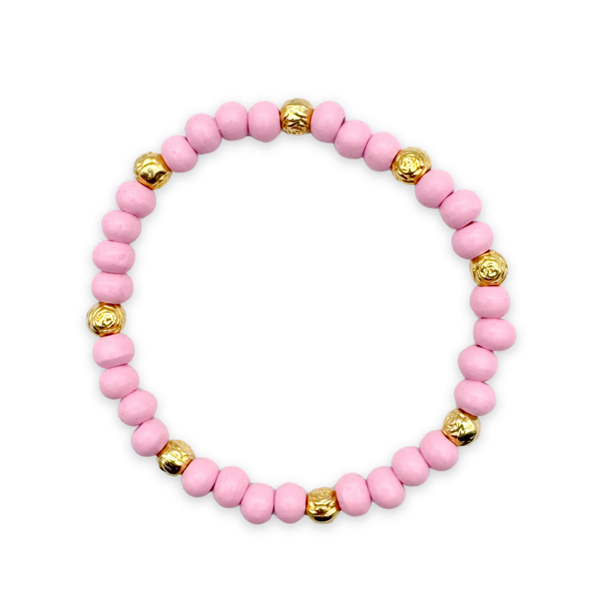 Holzperlen-Armband Rosa mit Rosenperlen