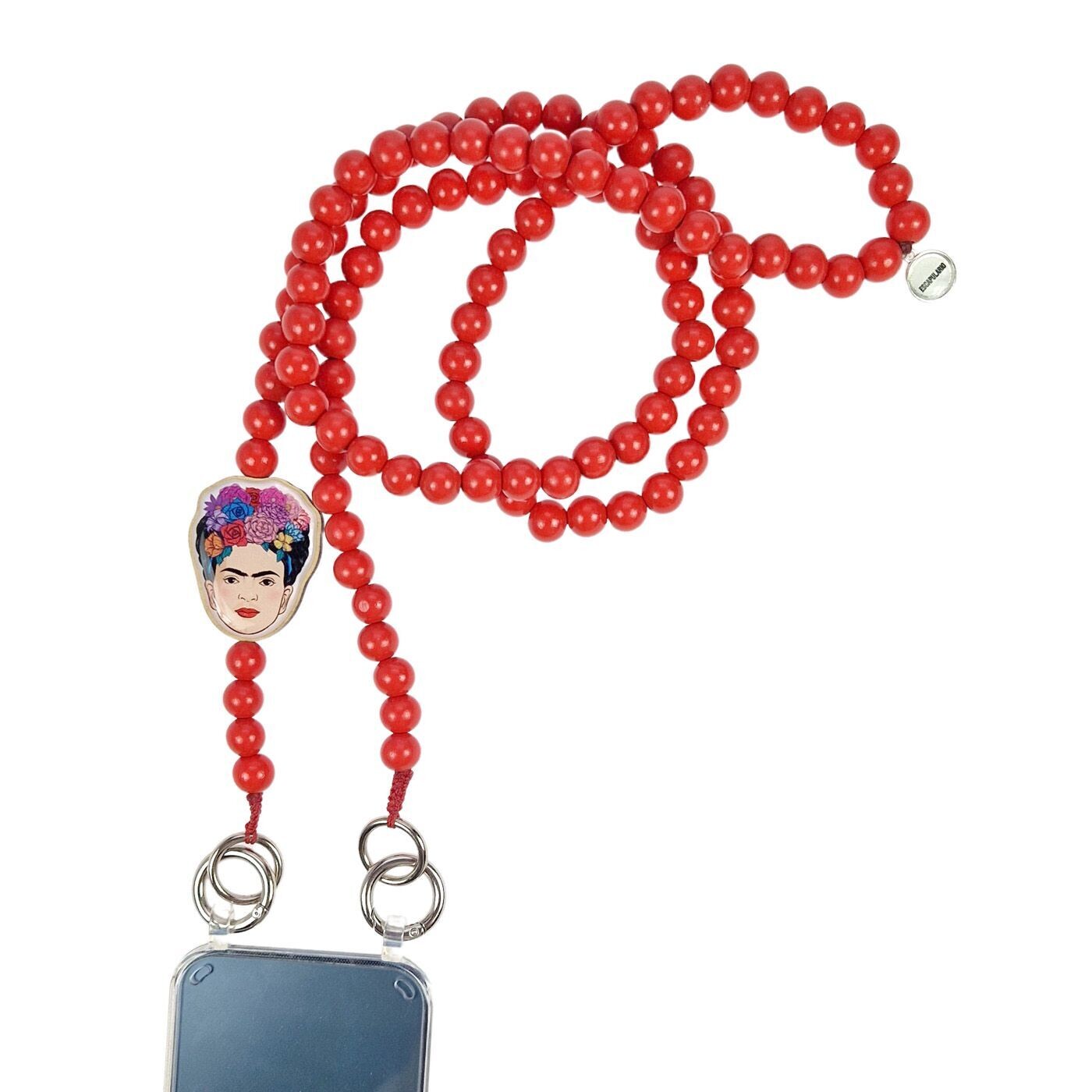 Chaîne de téléphone portable Frida Kahlo Corail