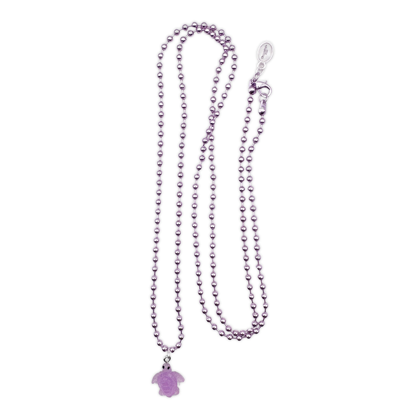 Kugelkette Metallic Flieder mit fluoreszierender Schildkröte aus Acryl
