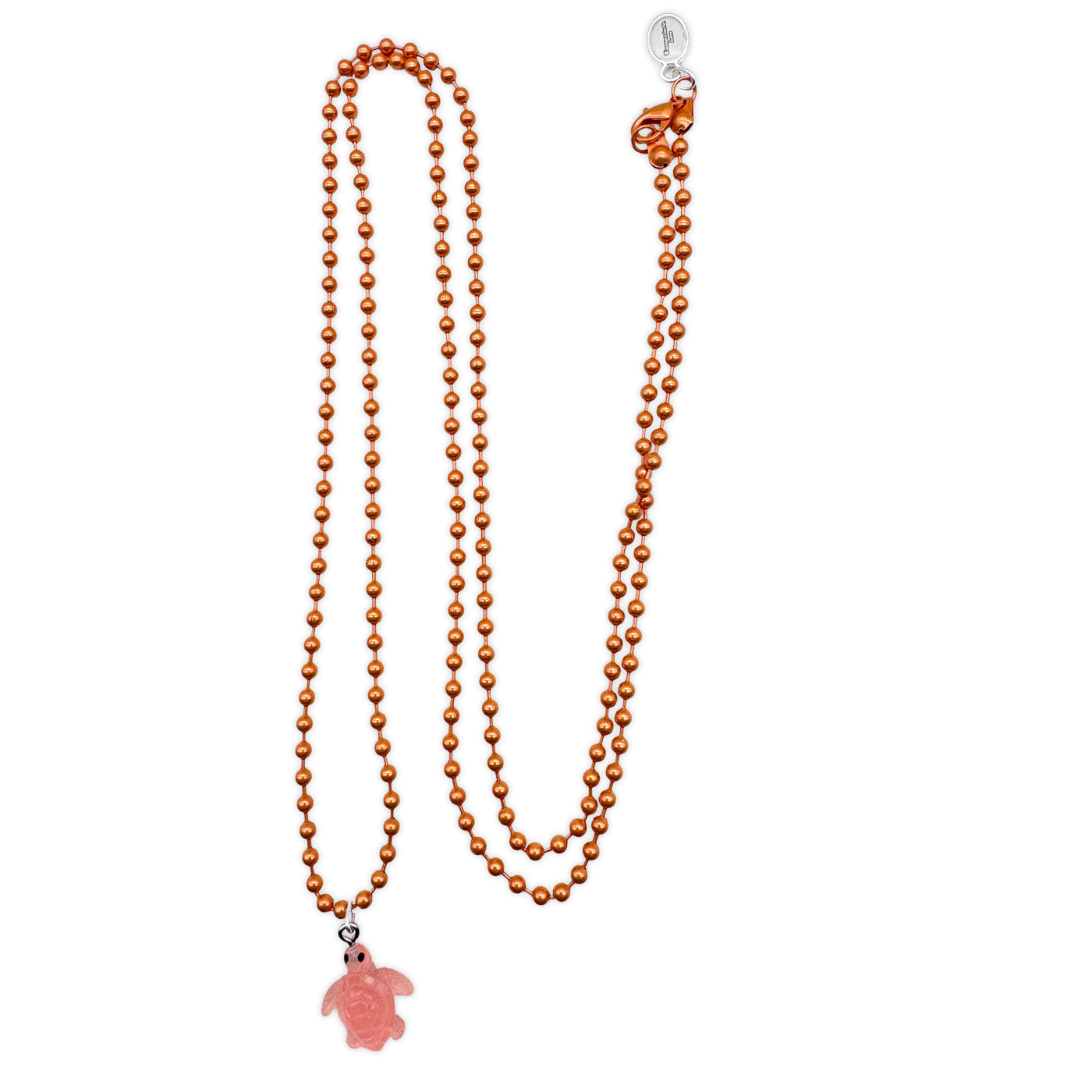 Kugelkette Metallic Orange mit fluoreszierender Schildkröte aus Acryl