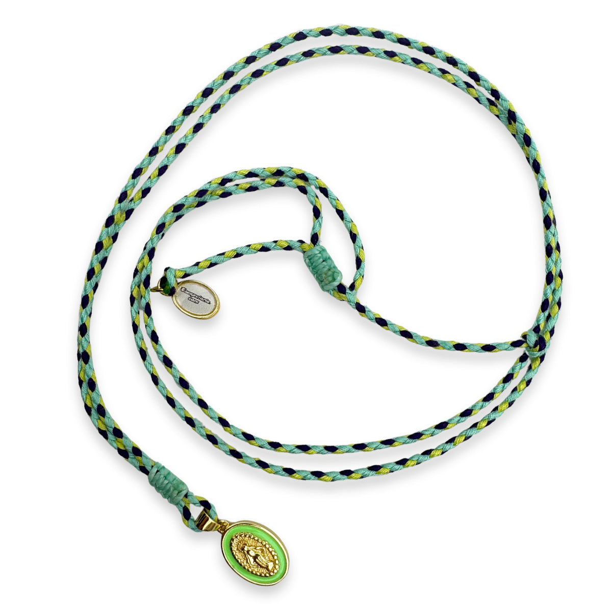 String Necklace with Madonna Pendant Green