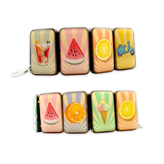 Statement wooden bracelet Stripe with 10 beach motifs