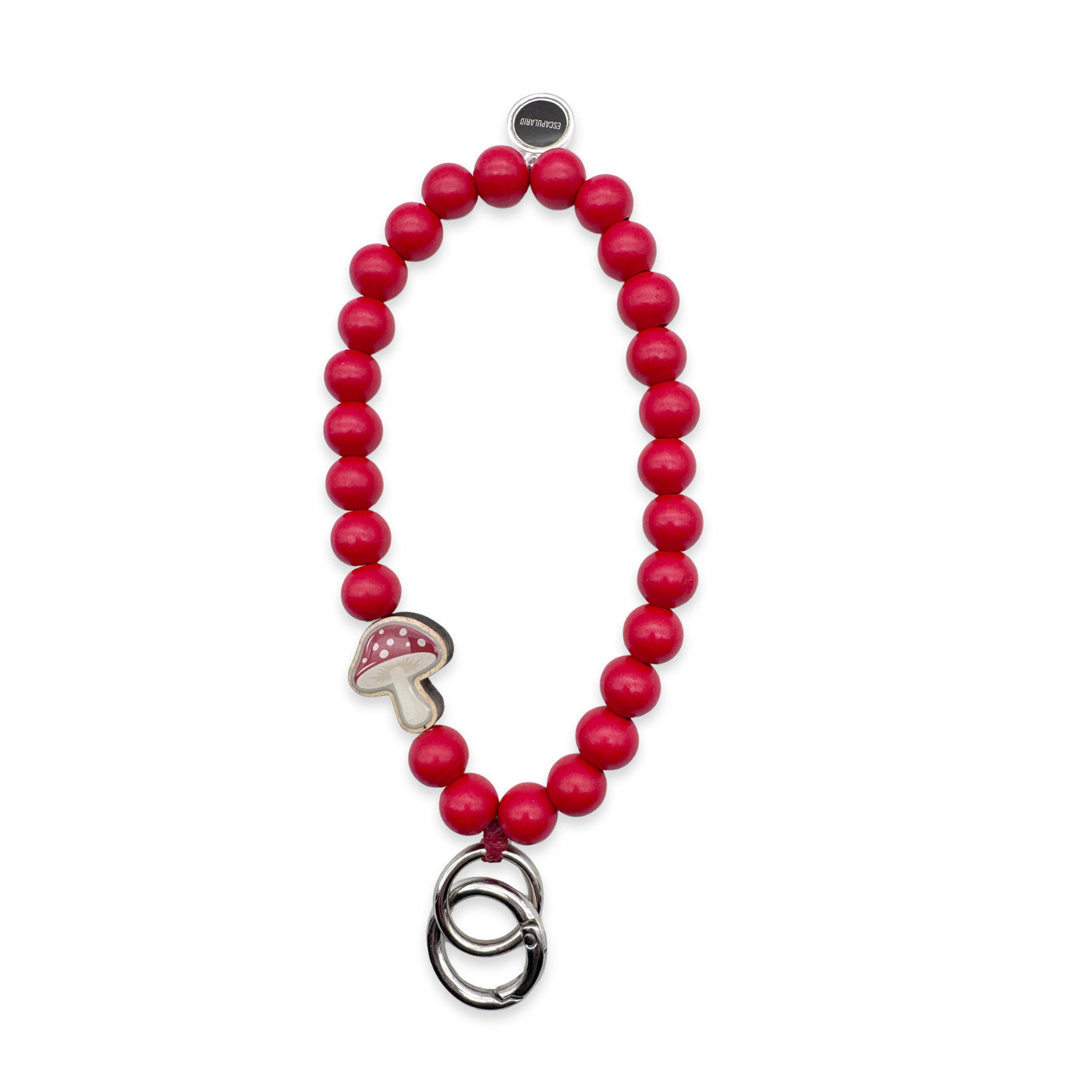 Schlüsselkette Koralle mit Holzpin Pilz