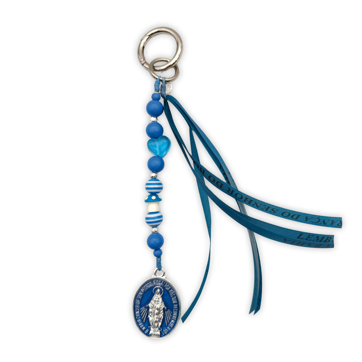 Taschenanhänger Madonna mit Bonfimband in Blau