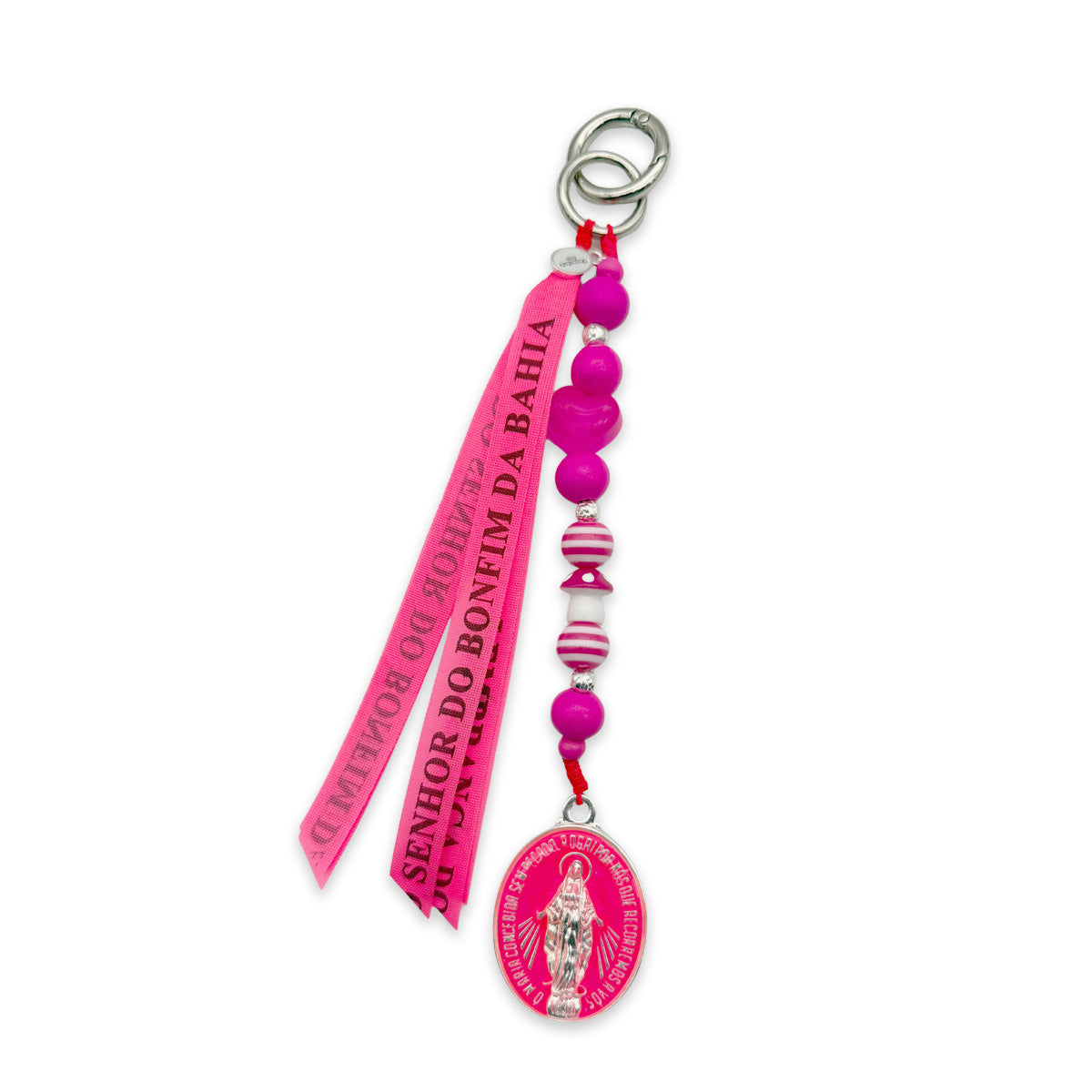 Taschenanhänger Madonna mit Bonfimband in Neonpink
