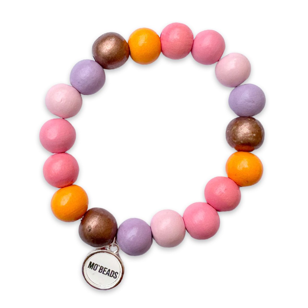 Escapulario Holzarmband Fairy Mix aus 12mm Perlen mit elastischem Band als magisch buntes verspieltes Armband für Frauen.