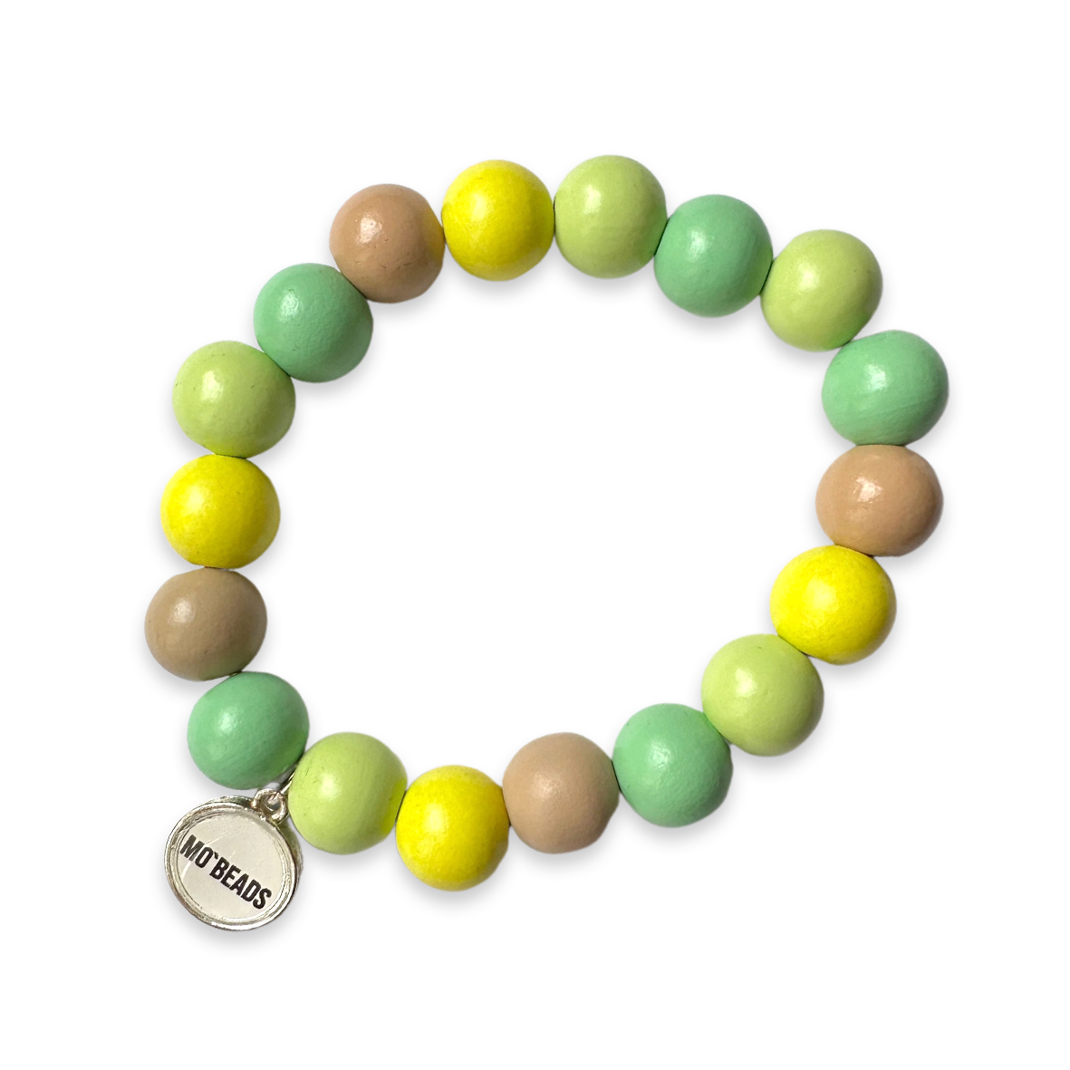 Escapulario Holzarmband Tropical aus 12mm Perlen mit elastischem Band als leuchtendes exotisches Armband für modebewusste Damen.