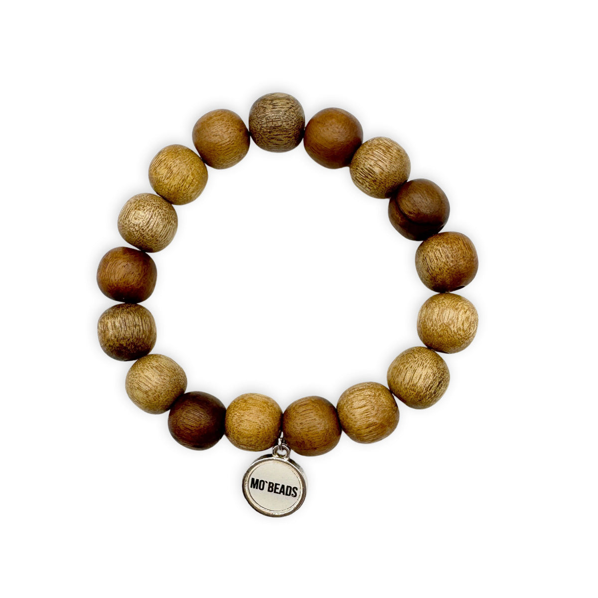 Escapulario Holzperlenarmband in Braun Natur Dunkel aus 12mm Holzperlen mit elastischem Band als geerdetes naturnahes Accessoire für modebewusste Frauen.