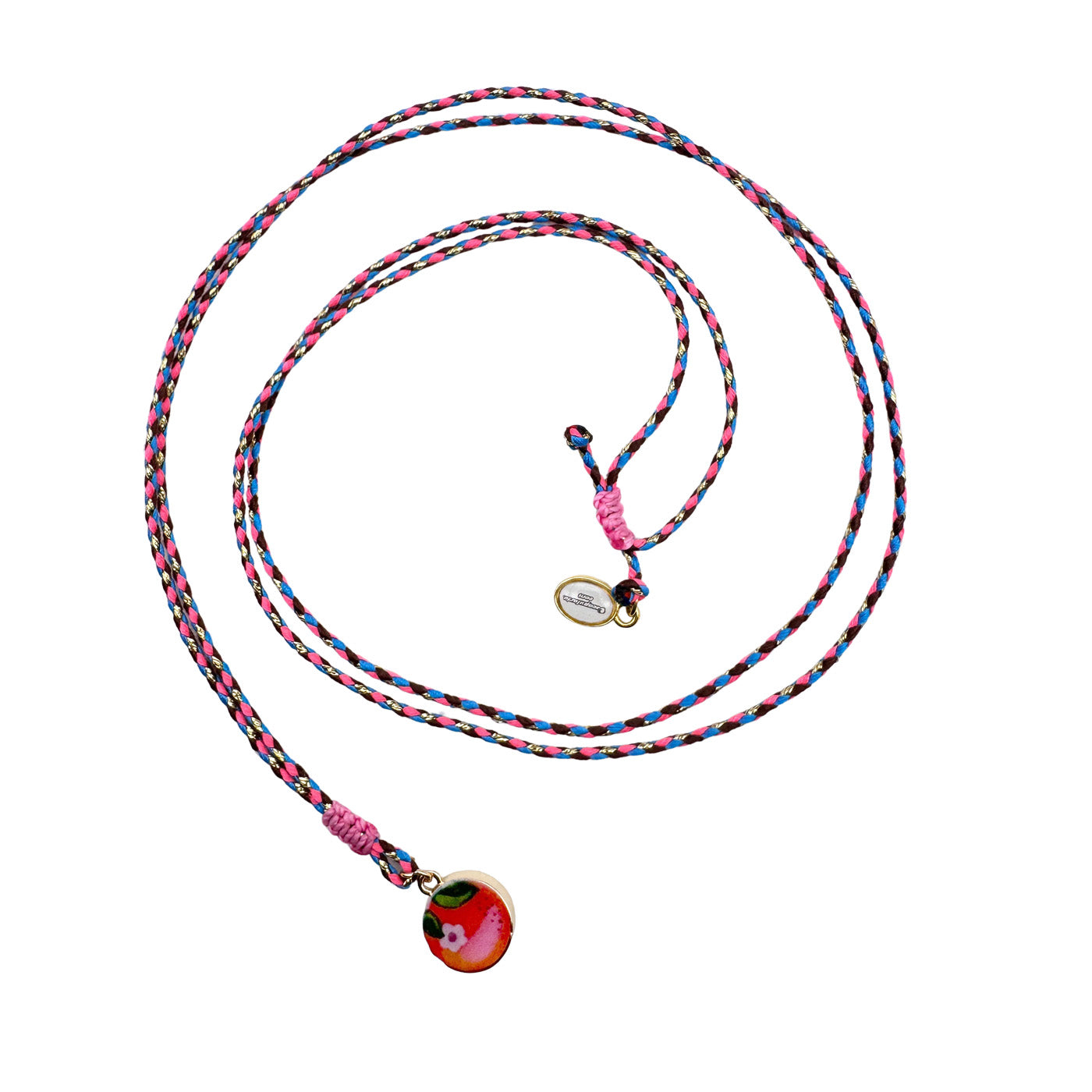 Escapulario String Halskette mit Keramikanhänger Orange aus Keramik und Schnur als fruchtig-buntes Accessoire für deinen Sommerlook.