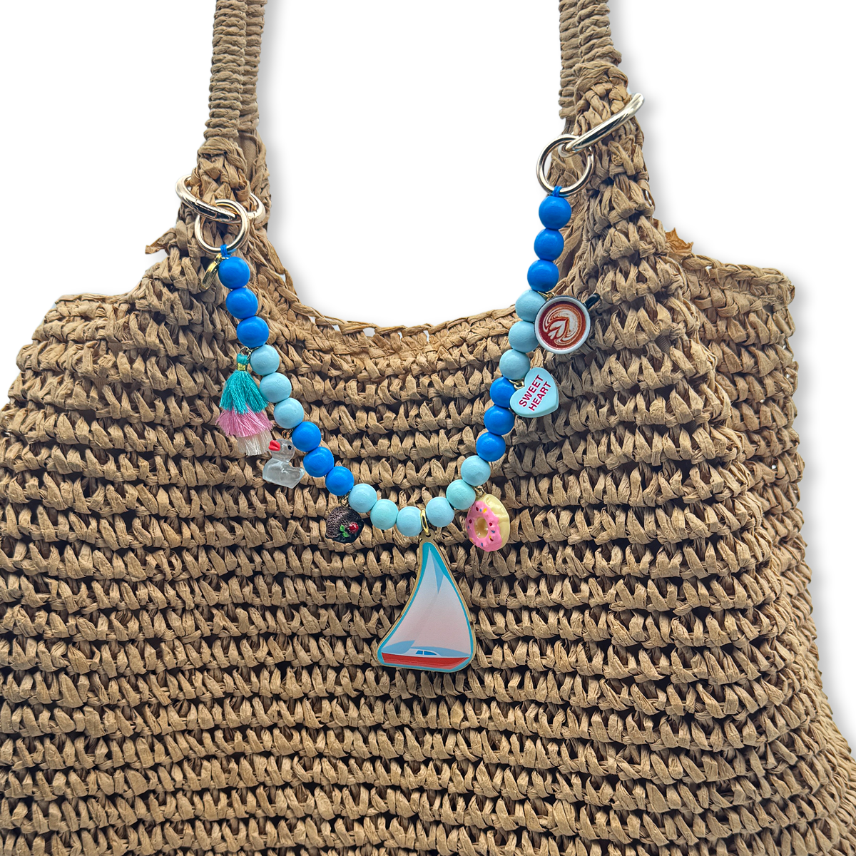 Escapulario Taschenkette Blue Sail Dream als maritime Taschenkette für Handtaschen und Taschen eine sommerliche Geschenkidee für Damen die das Meer lieben.