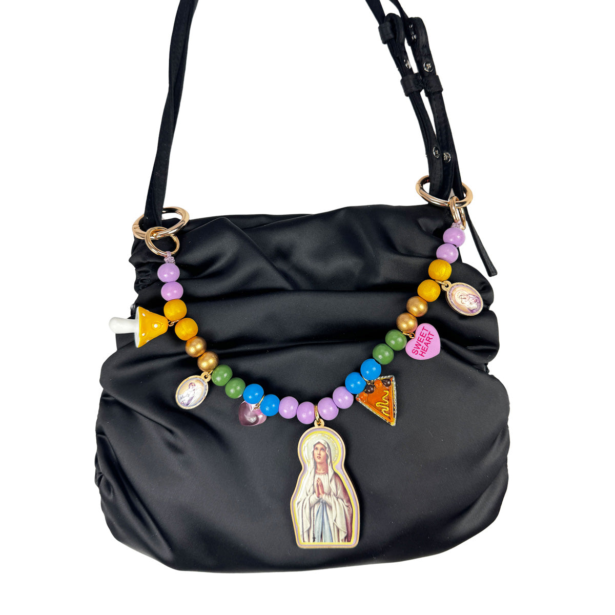 Escapulario Taschenkette Pray als spirituelle Taschenkette für Handtaschen und Taschen eine einzigartige Geschenkidee für Damen mit Stil.