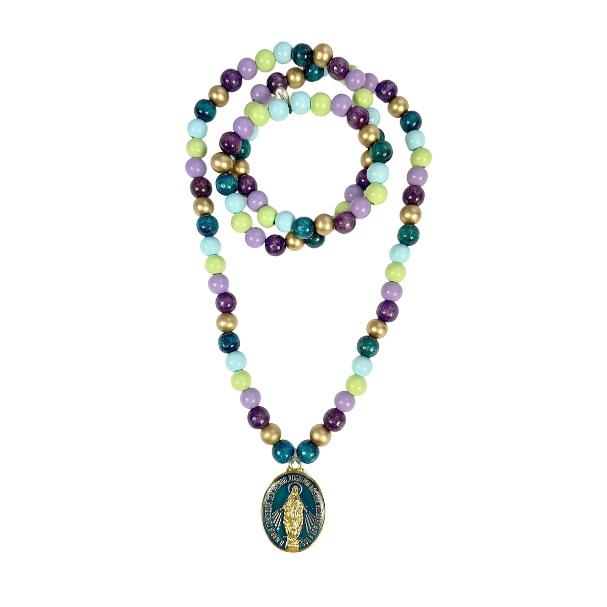 Escapulario Kollektion Madonnaketten, handgefertigte Halsketten mit Madonna-Motiven in verschiedenen Farben als spiritueller Damenschmuck.