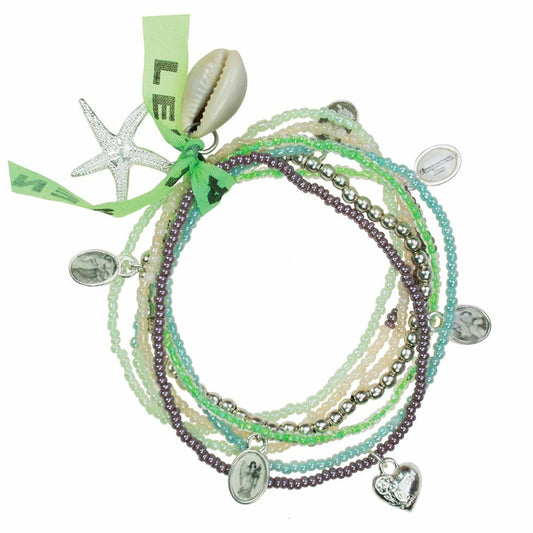 Make A Wish Bracelet Set Green-Silver