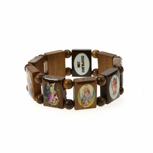Bracelet en bois ange gardien Escapulario original marron taille S/M