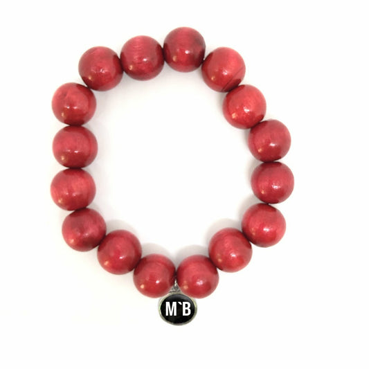 Wooden Bead Bracelet Red
