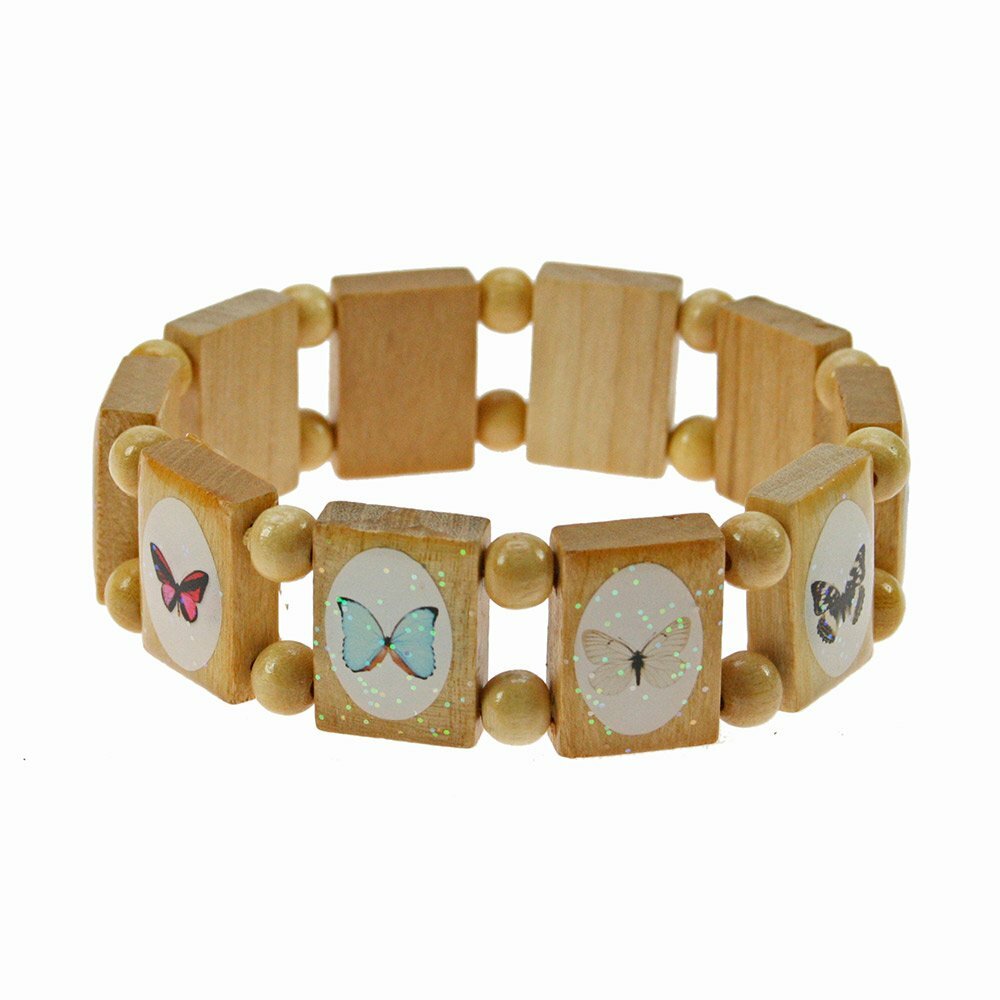 Original Escapulario Schmetterling Holzarmband natur S/M