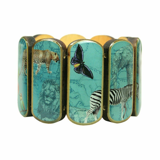 Statement wooden bracelet Africa light blue