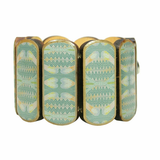 Statement wooden bracelet ethnic light green
