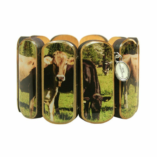 Statement Wooden Bracelet Wide Cows