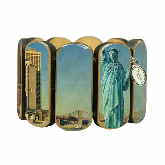 Statement wooden bracelet wide NEW YORK