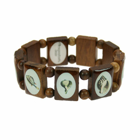 Original Escapulario sea motif wooden bracelet brown S/M