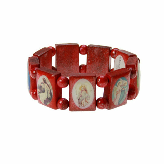 Original Escapulario Guardian Angel Wooden Bracelet Red Size S/M