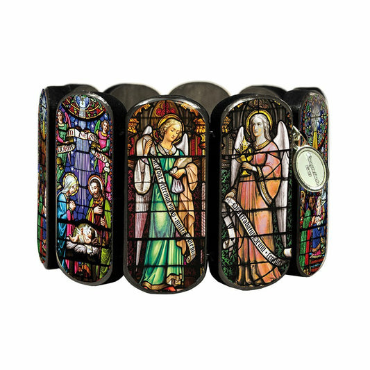 Statement wooden bracelet Church Black Angel