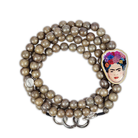 Frida Kahlo Mobile Phone Chain Brown Metallic