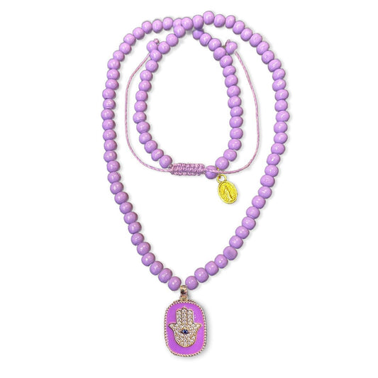 Hamsa Kette Flieder