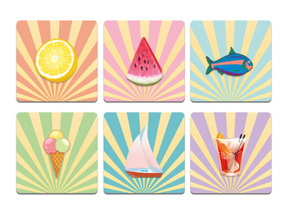 6-piece Coaster Set Beach
