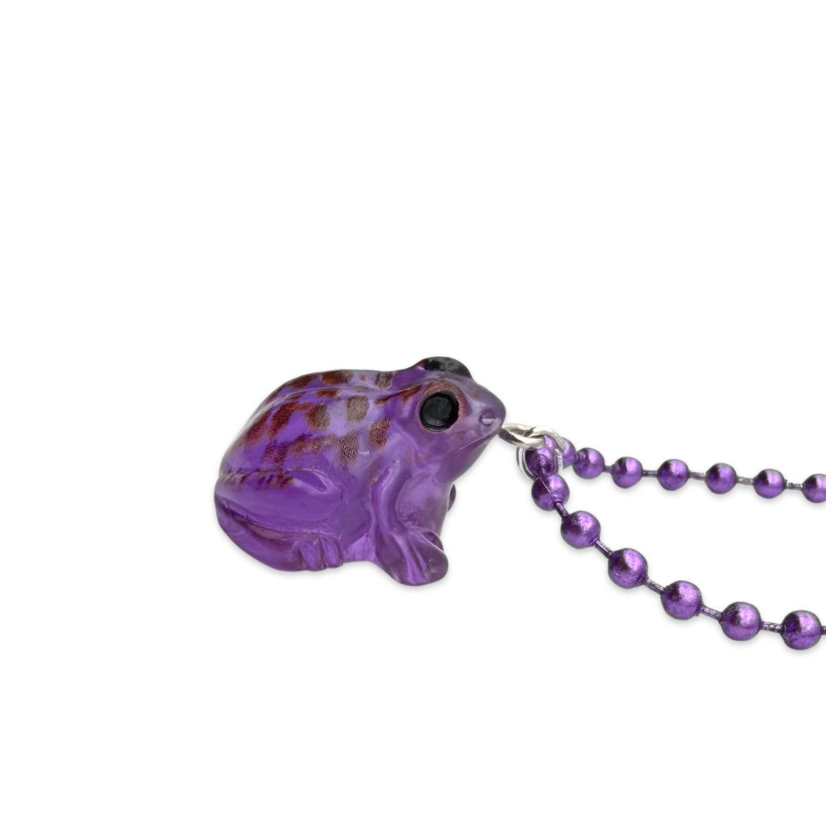 Kugelkette Metallic Flieder mit fluoreszierendem Froschanhänger in Lila aus Acryl