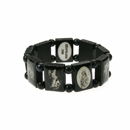 Escapulario-Schutzheiligen-Armband-Engel-Schwarz-Heiligenschmuck-Geschenk