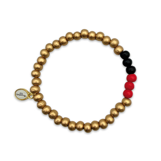 Goldenes Perlenarmband mit Deutschland Farbakzent in Schwarz Rot Gold für Damen