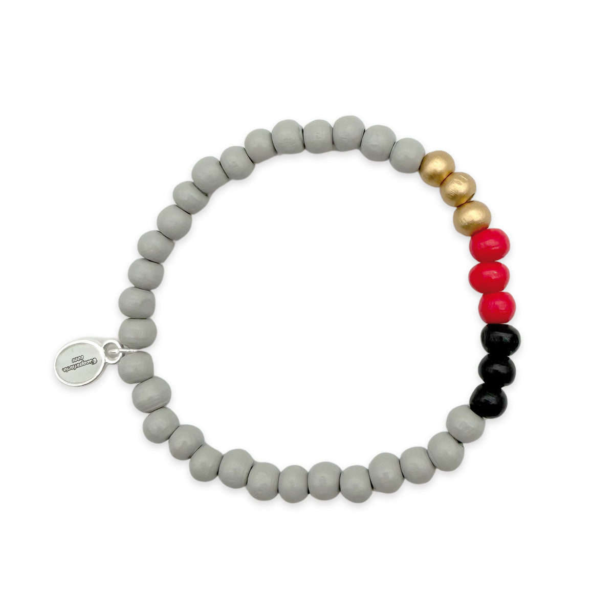 Hellgraues Holzperlenarmband mit Deutschland Farbakzent in Schwarz Rot Gold für Männer