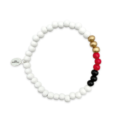 Holzperlen-Armband mit Deutschland Fahne – Weiß