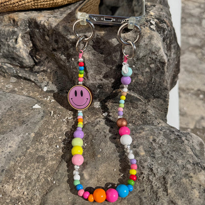 Kurze Handykette Smile aus Holzperlen