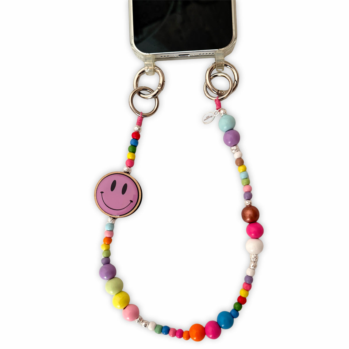 Kurze Handykette Smile aus Holzperlen
