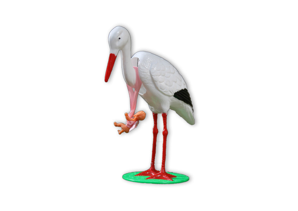 Wobbly Stork with Baby Pink - Made in Germany